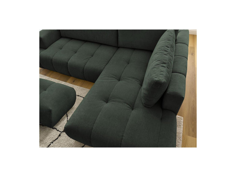 Canapé D'Angle L Convertible - Fuji - Tissu Lisse Avec Pouf - Angle Droit