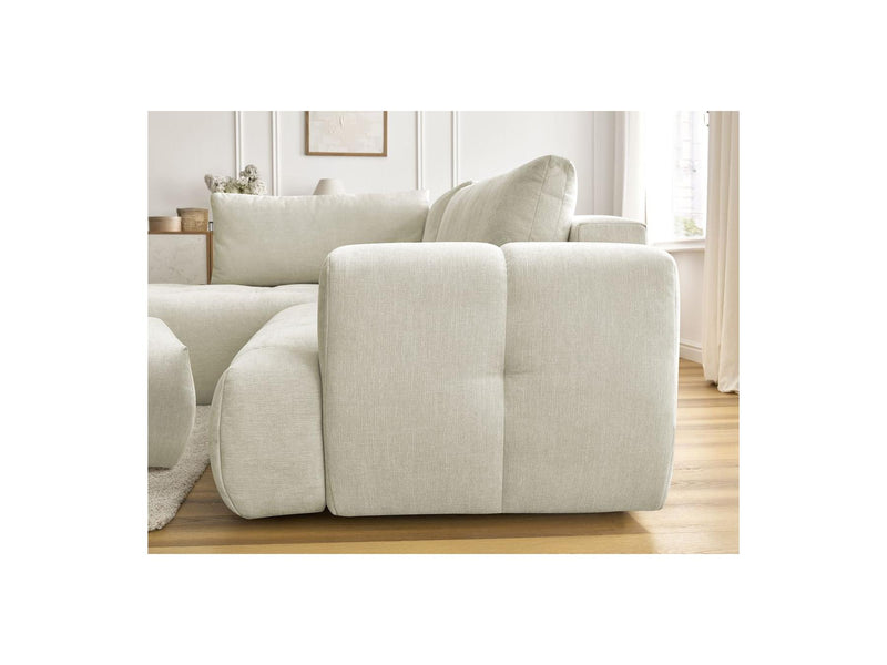 Canapé D'Angle L Convertible - Fuji - Tissu Lisse Avec Pouf - Angle Gauche