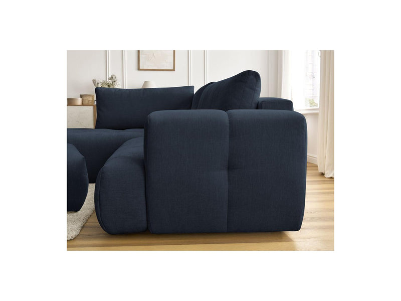 Canapé D'Angle L Convertible - Fuji - Tissu Lisse Avec Pouf - Angle Gauche