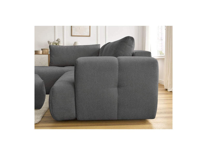 Canapé D'Angle L Convertible - Fuji - Tissu Lisse Avec Pouf - Angle Gauche