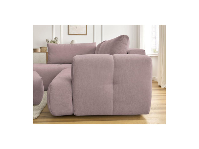 Canapé D'Angle L Convertible - Fuji - Tissu Lisse Avec Pouf - Angle Gauche