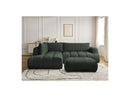 Canapé D'Angle L Convertible - Fuji - Tissu Lisse Avec Pouf - Angle Gauche
