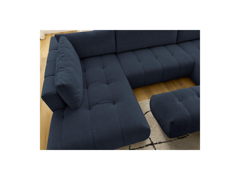 Canapé Panoramique Convertible - Fuji - Tissu Lisse Avec Pouf - Angle Droit