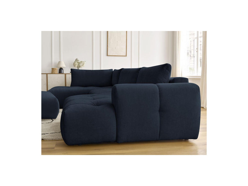 Canapé Panoramique Convertible - Fuji - Tissu Lisse Avec Pouf - Angle Droit