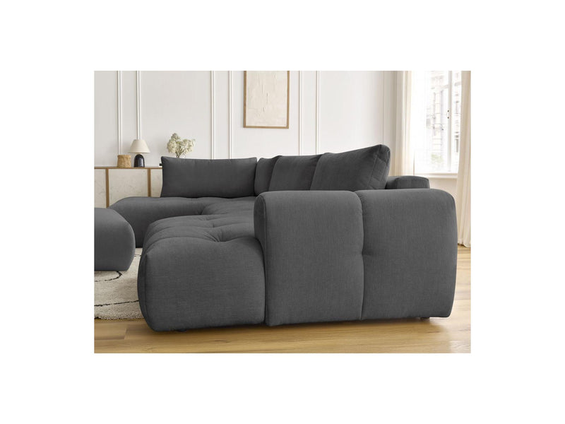 Canapé Panoramique Convertible - Fuji - Tissu Lisse Avec Pouf - Angle Droit