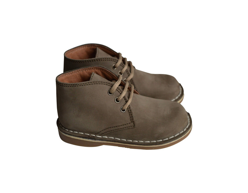 Boys' Lace-up Derby Shoes Médéric - Nubuck Khaki Green - Boys