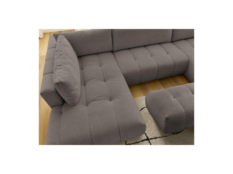 Canapé Panoramique Convertible - Fuji - Tissu Lisse Avec Pouf - Angle Droit