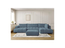 Canapé Panoramique Convertible - Fuji - Tissu Lisse Avec Pouf - Angle Gauche