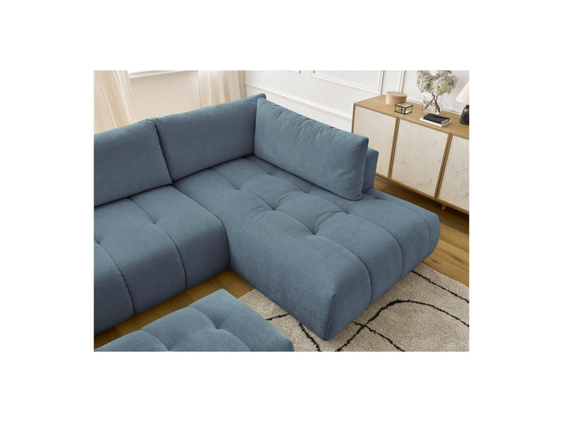 Canapé Panoramique Convertible - Fuji - Tissu Lisse Avec Pouf - Angle Gauche