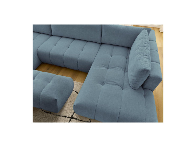 Canapé Panoramique Convertible - Fuji - Tissu Lisse Avec Pouf - Angle Gauche