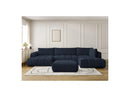 Canapé Panoramique Convertible - Fuji - Tissu Lisse Avec Pouf - Angle Gauche