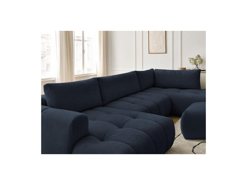 Canapé Panoramique Convertible - Fuji - Tissu Lisse Avec Pouf - Angle Gauche