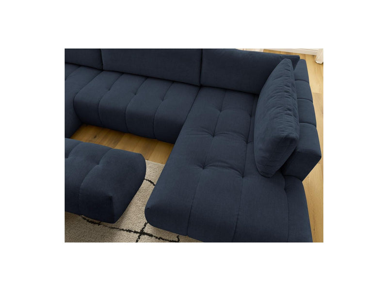 Canapé Panoramique Convertible - Fuji - Tissu Lisse Avec Pouf - Angle Gauche