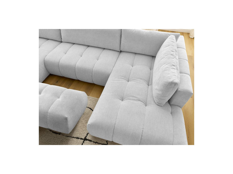 Canapé Panoramique Convertible - Fuji - Tissu Lisse Avec Pouf - Angle Gauche