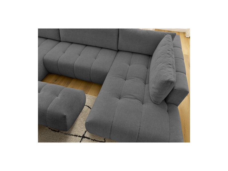 Canapé Panoramique Convertible - Fuji - Tissu Lisse Avec Pouf - Angle Gauche