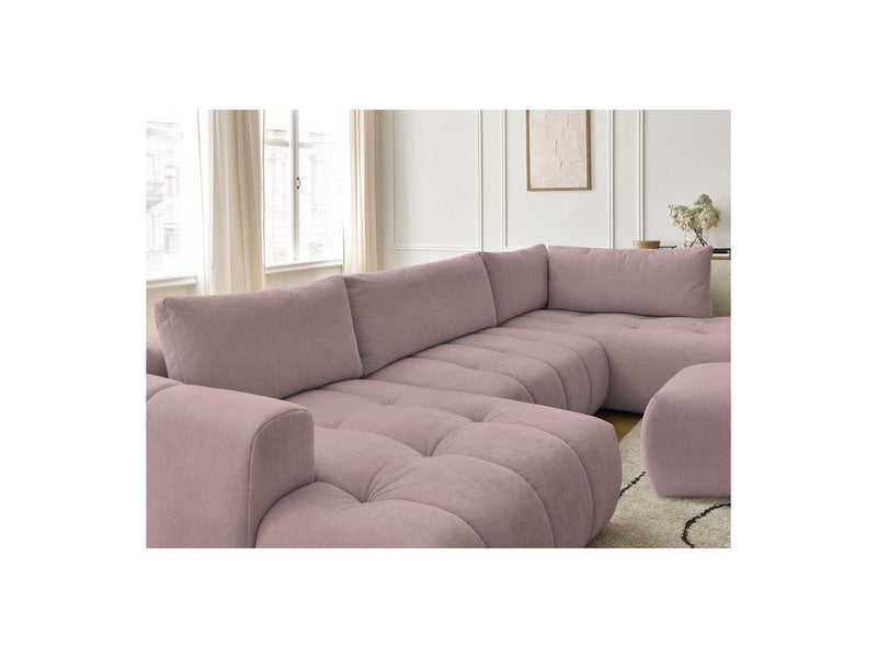 Canapé Panoramique Convertible - Fuji - Tissu Lisse Avec Pouf - Angle Gauche