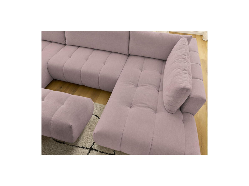 Canapé Panoramique Convertible - Fuji - Tissu Lisse Avec Pouf - Angle Gauche