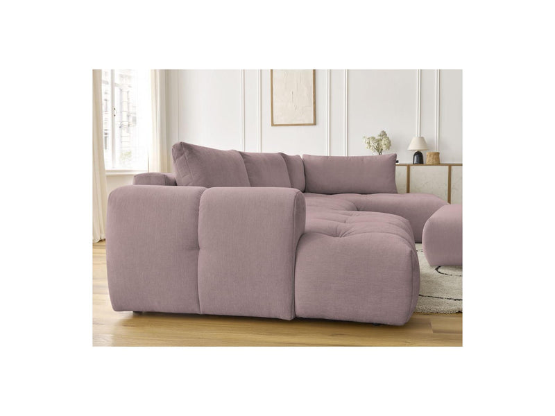 Canapé Panoramique Convertible - Fuji - Tissu Lisse Avec Pouf - Angle Gauche