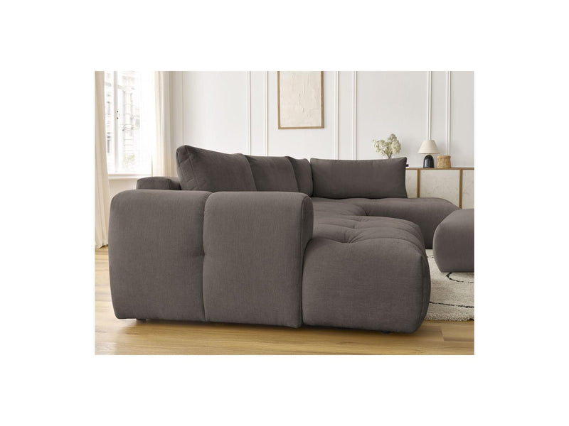 Canapé Panoramique Convertible - Fuji - Tissu Lisse Avec Pouf - Angle Gauche