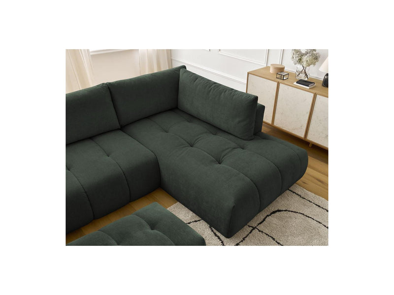 Canapé Panoramique Convertible - Fuji - Tissu Lisse Avec Pouf - Angle Gauche