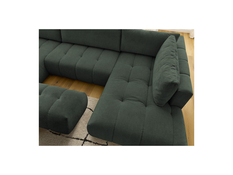 Canapé Panoramique Convertible - Fuji - Tissu Lisse Avec Pouf - Angle Gauche
