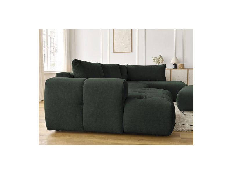 Canapé Panoramique Convertible - Fuji - Tissu Lisse Avec Pouf - Angle Gauche