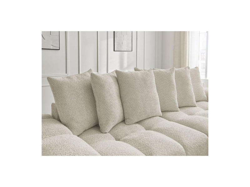 Anakin - 3-Seater Fixed Straight Sofa - Bouclette Fabric - 6 Cushions
