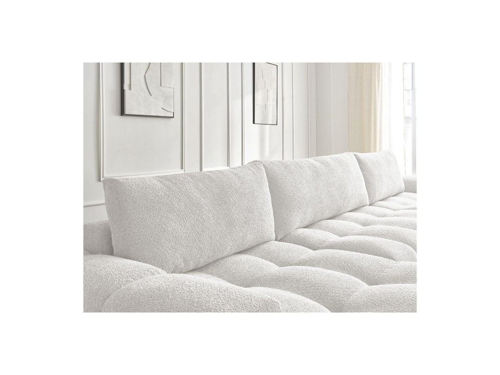 Anakin - Canapé Panoramique Fixe - Tissu Bouclette - 3 Coussins