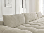 Anakin - Canapé Panoramique Fixe - Tissu Bouclette - 3 Coussins