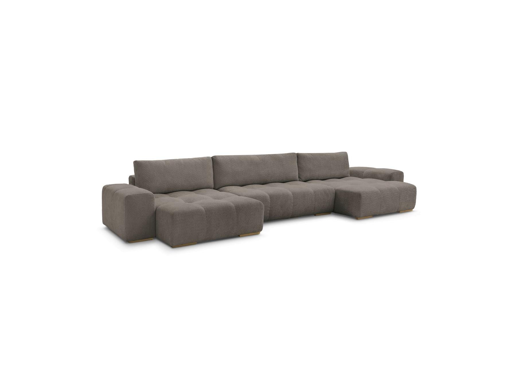 Anakin - Canapé Panoramique Fixe - Tissu Bouclette - 3 Coussins