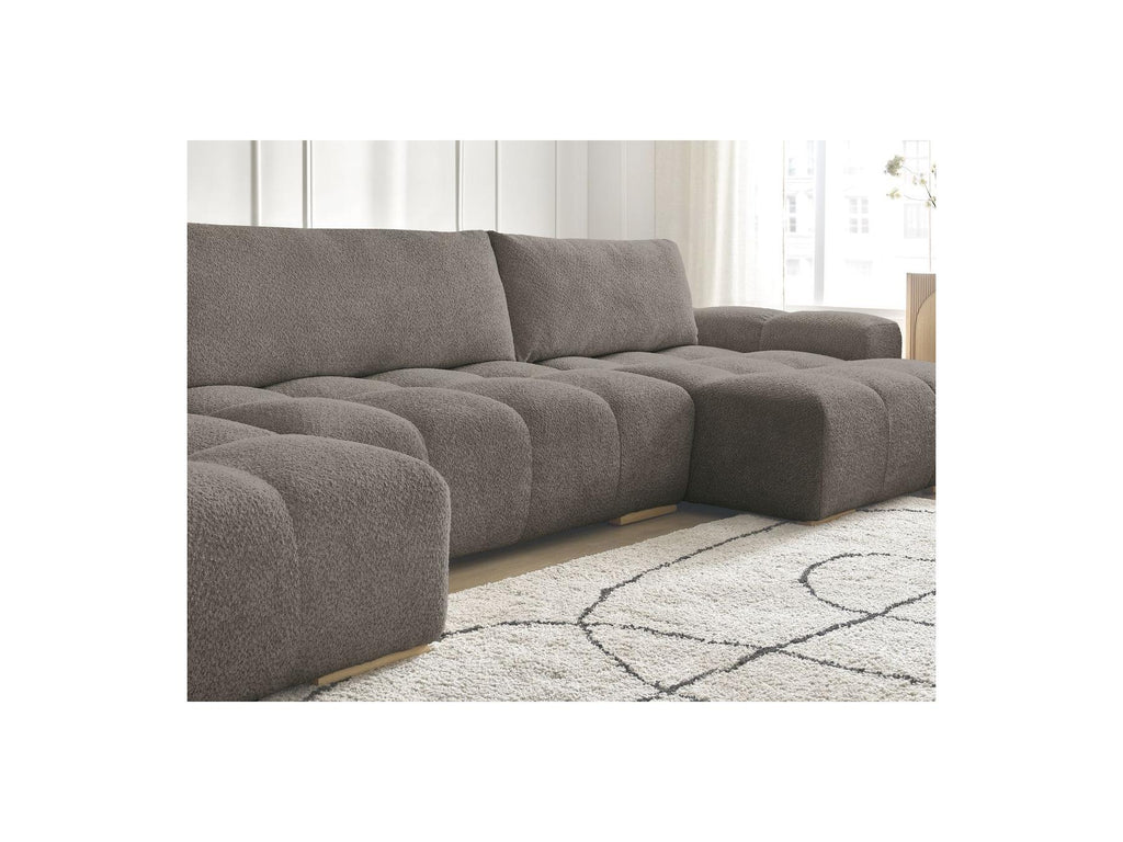 Anakin - Canapé Panoramique Fixe - Tissu Bouclette - 3 Coussins