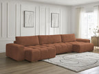 Anakin - Canapé Panoramique Fixe - Tissu Bouclette - 3 Coussins