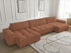 Anakin - Canapé Panoramique Fixe - Tissu Bouclette - 3 Coussins
