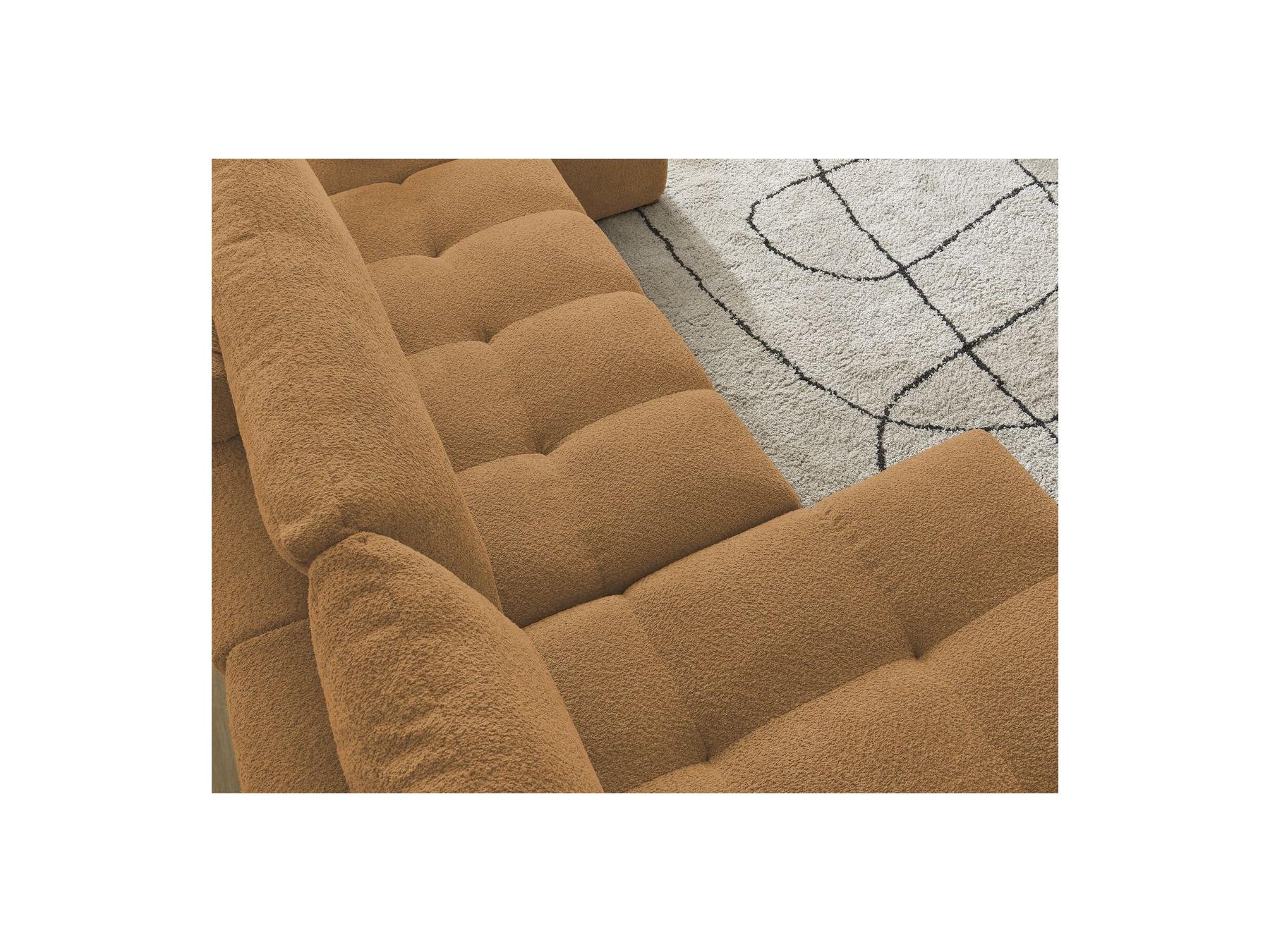 Anakin - Canapé Panoramique Fixe - Tissu Bouclette - 3 Coussins