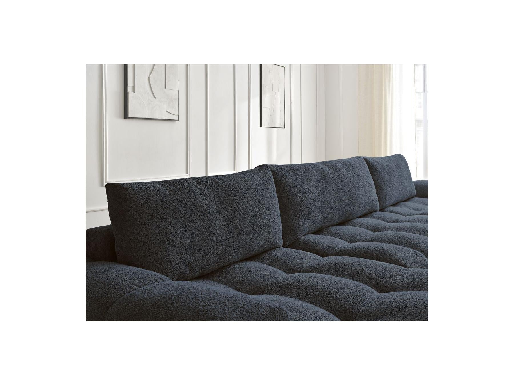 Anakin - Canapé Panoramique Fixe - Tissu Bouclette - 3 Coussins