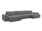 Anakin - Canapé Panoramique Fixe - Tissu Bouclette - 3 Coussins