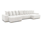 Anakin - Canapé Panoramique Fixe - Tissu Bouclette - 10 Coussins