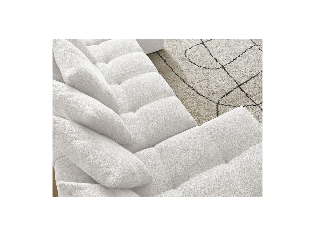 Anakin - Canapé Panoramique Fixe - Tissu Bouclette - 10 Coussins