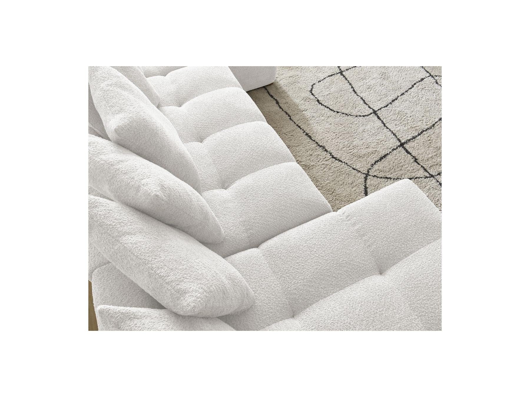 Anakin - Canapé Panoramique Fixe - Tissu Bouclette - 10 Coussins