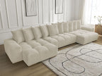 Anakin - Canapé Panoramique Fixe - Tissu Bouclette - 10 Coussins