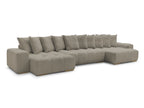 Anakin - Canapé Panoramique Fixe - Tissu Bouclette - 10 Coussins