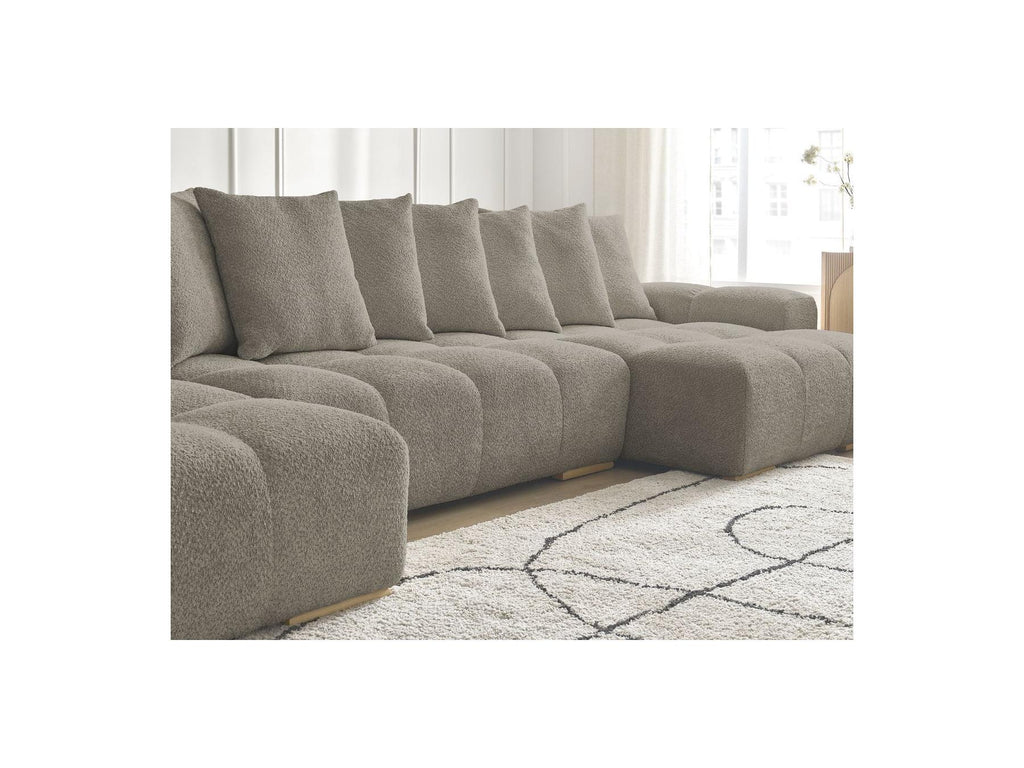 Anakin - Canapé Panoramique Fixe - Tissu Bouclette - 10 Coussins