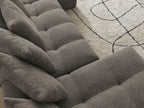 Anakin - Canapé Panoramique Fixe - Tissu Bouclette - 10 Coussins