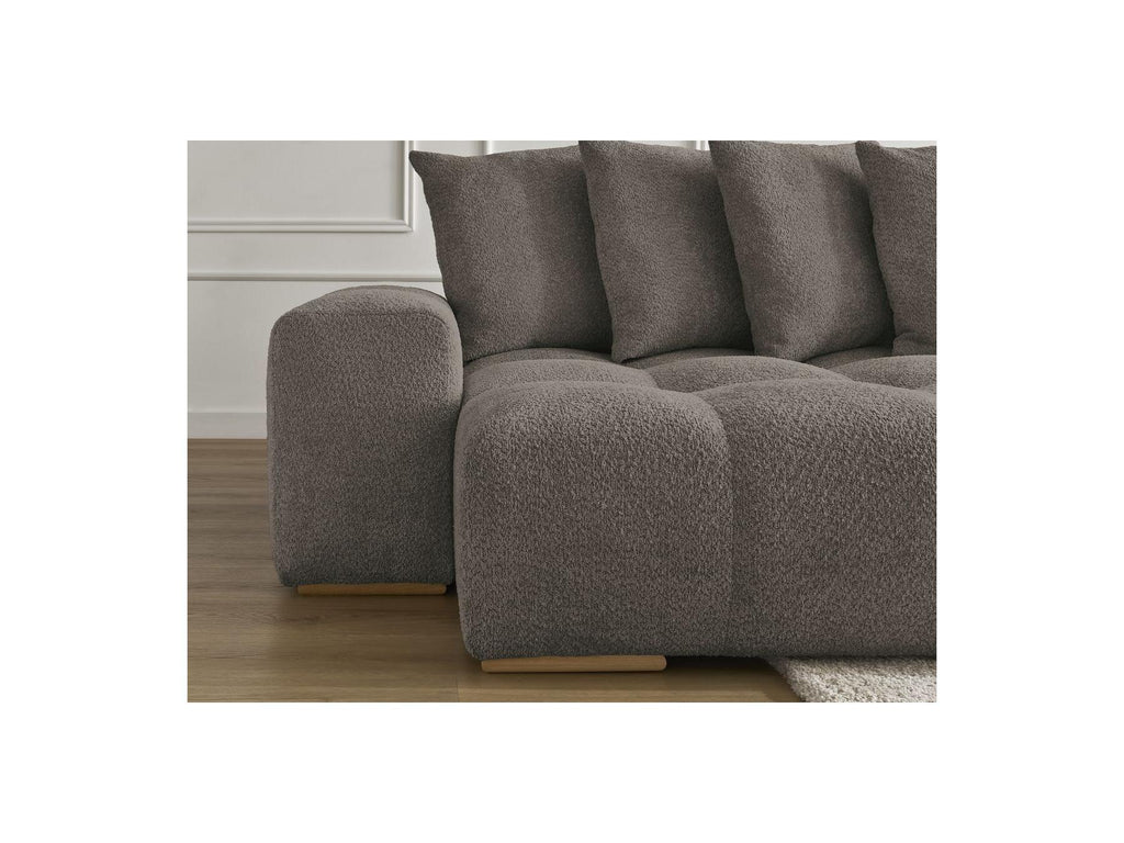 Anakin - Canapé Panoramique Fixe - Tissu Bouclette - 10 Coussins