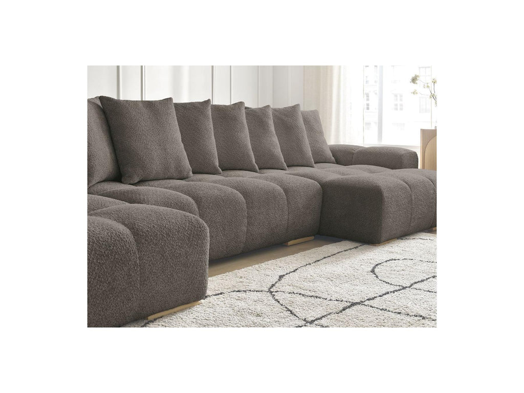 Anakin - Canapé Panoramique Fixe - Tissu Bouclette - 10 Coussins