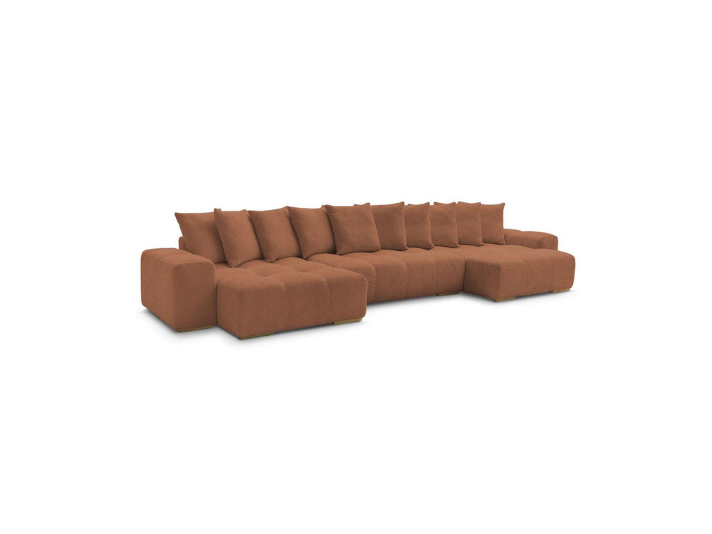 Anakin - Canapé Panoramique Fixe - Tissu Bouclette - 10 Coussins