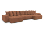 Anakin - Canapé Panoramique Fixe - Tissu Bouclette - 10 Coussins