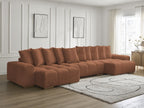 Anakin - Canapé Panoramique Fixe - Tissu Bouclette - 10 Coussins