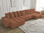 Anakin - Canapé Panoramique Fixe - Tissu Bouclette - 10 Coussins