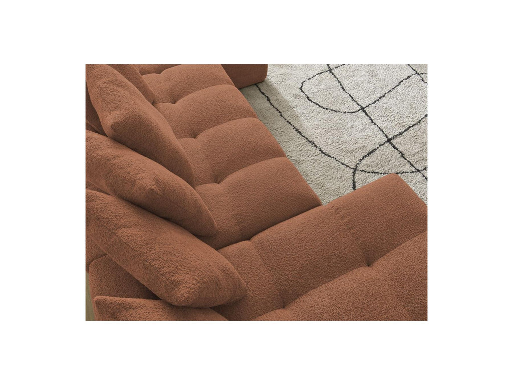 Anakin - Canapé Panoramique Fixe - Tissu Bouclette - 10 Coussins